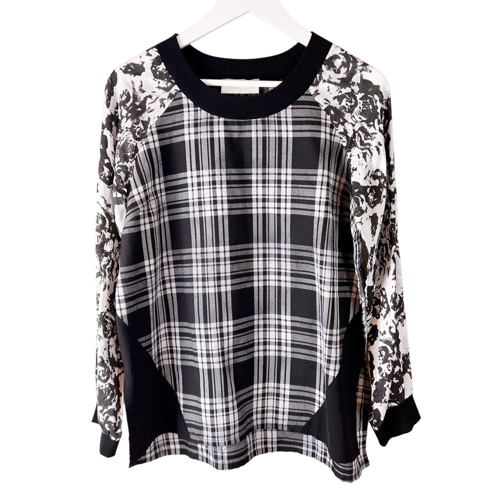 Love Sam Plaid Floral White Black long‎ sleeve
